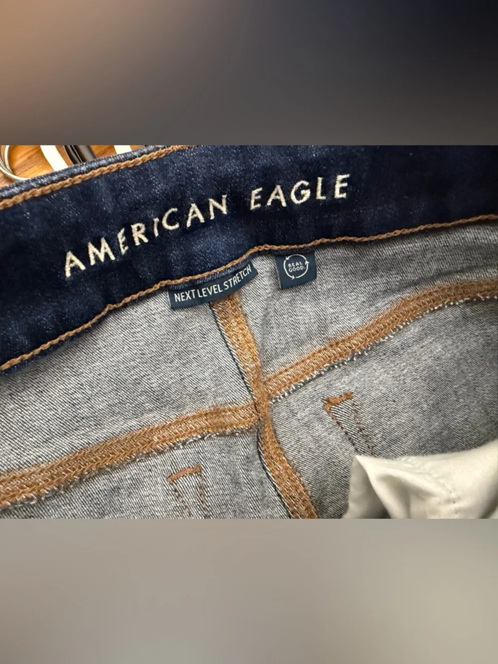 American Eagle Outfitters Dark Blue Flare Jeans - Picture 5 of 8